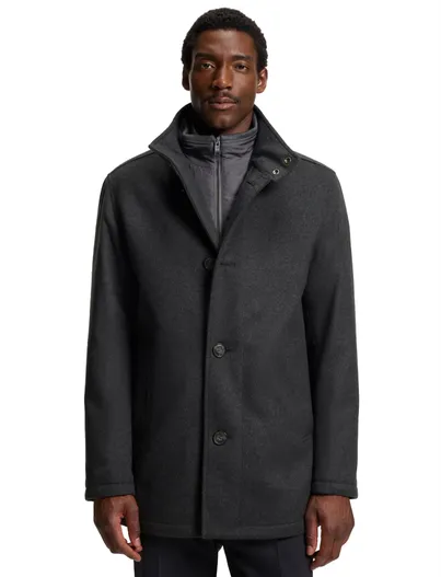Hugo Boss Boss Black H-Coxtan winterjas effen grijs wol normale fit