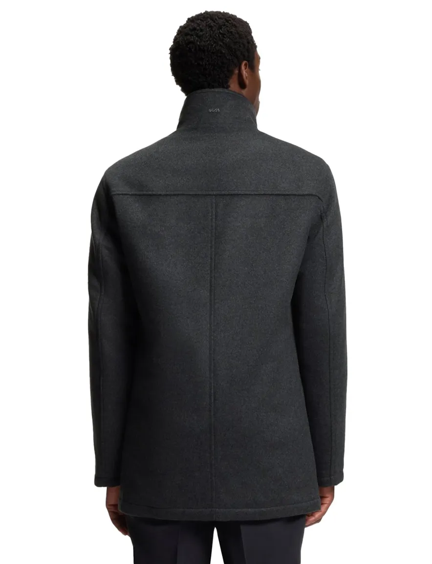 Boss Black H-Coxtan winterjas effen grijs wol normale fit