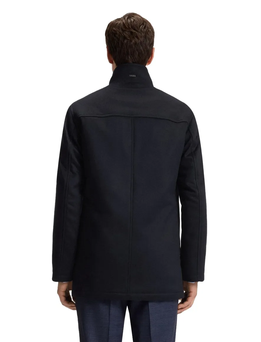 Boss Black H-Coxtan effen donkerblauw winterjas wol normale fit