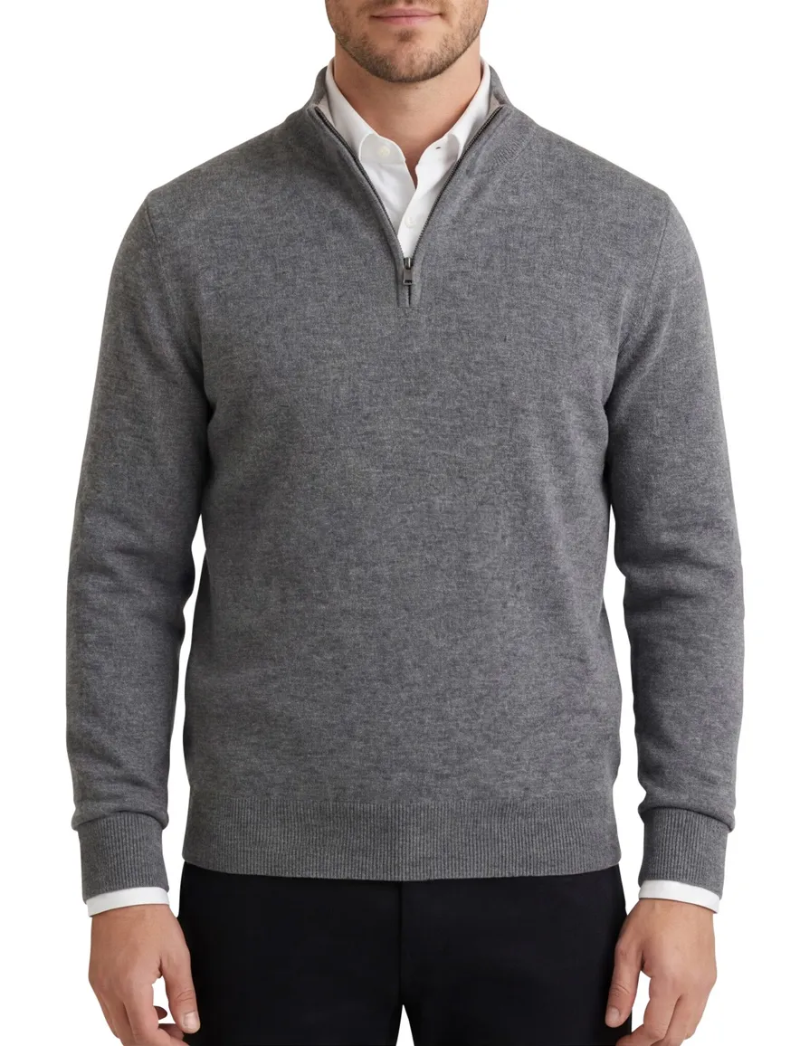 BOSS Black H-Hemarlo half zip trui grijs lamswol