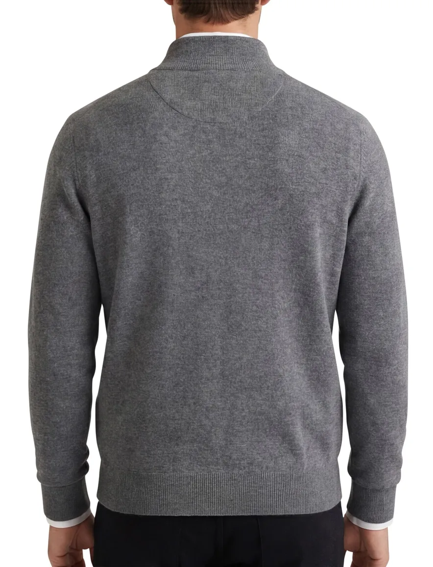 BOSS Black H-Hemarlo half zip trui grijs lamswol