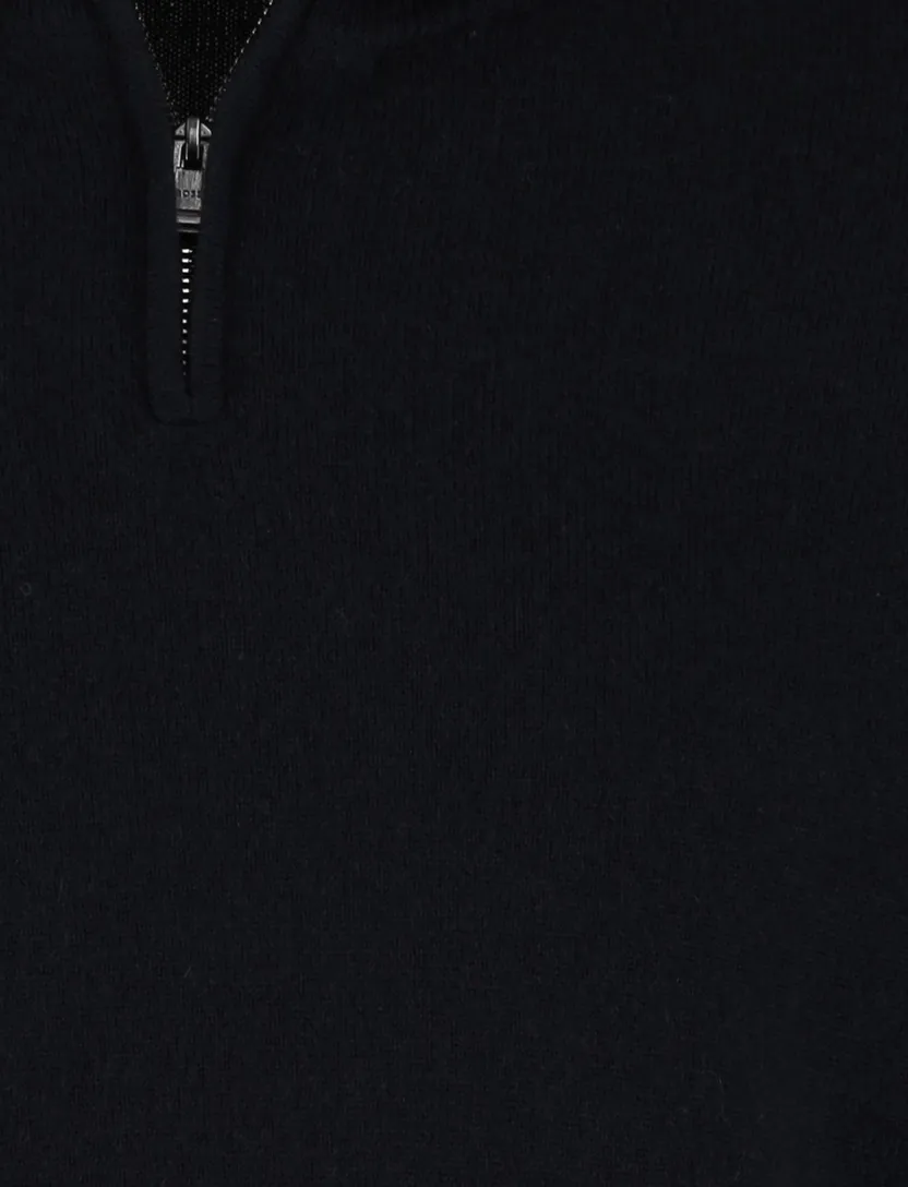 Effen half zip BOSS Black donkerblauw