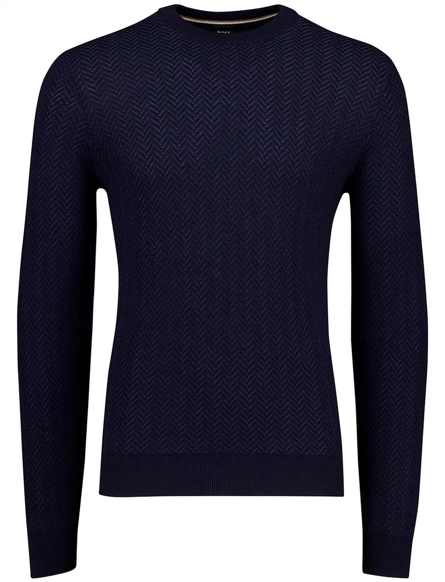Boss Black Habito trui navy gebreid effen