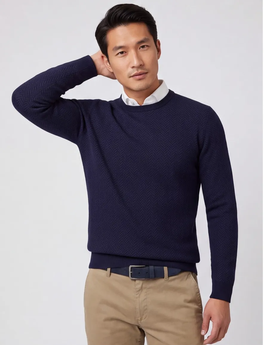 Boss Black Habito trui navy gebreid effen
