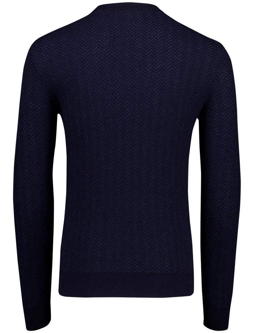 Boss Black Habito trui navy gebreid katoen