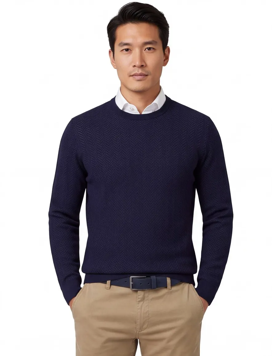Boss Black Habito trui navy gebreid effen