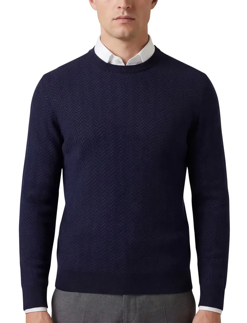 Boss Black Habito trui navy gebreid katoen