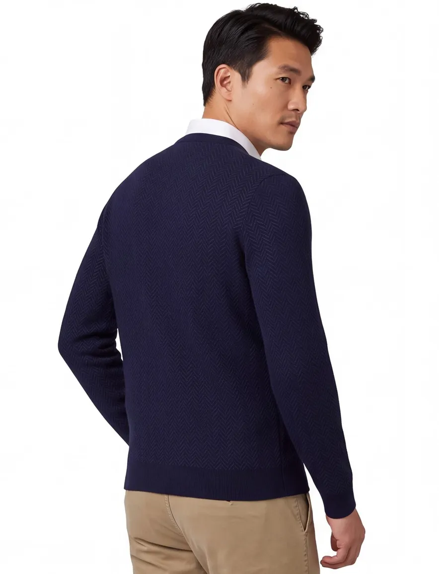 Boss Black Habito trui navy gebreid effen