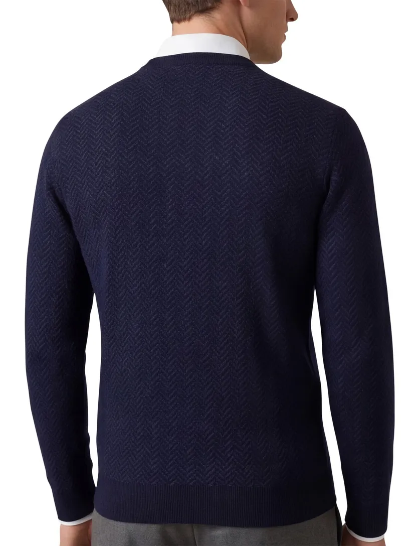 Boss Black Habito trui navy gebreid katoen