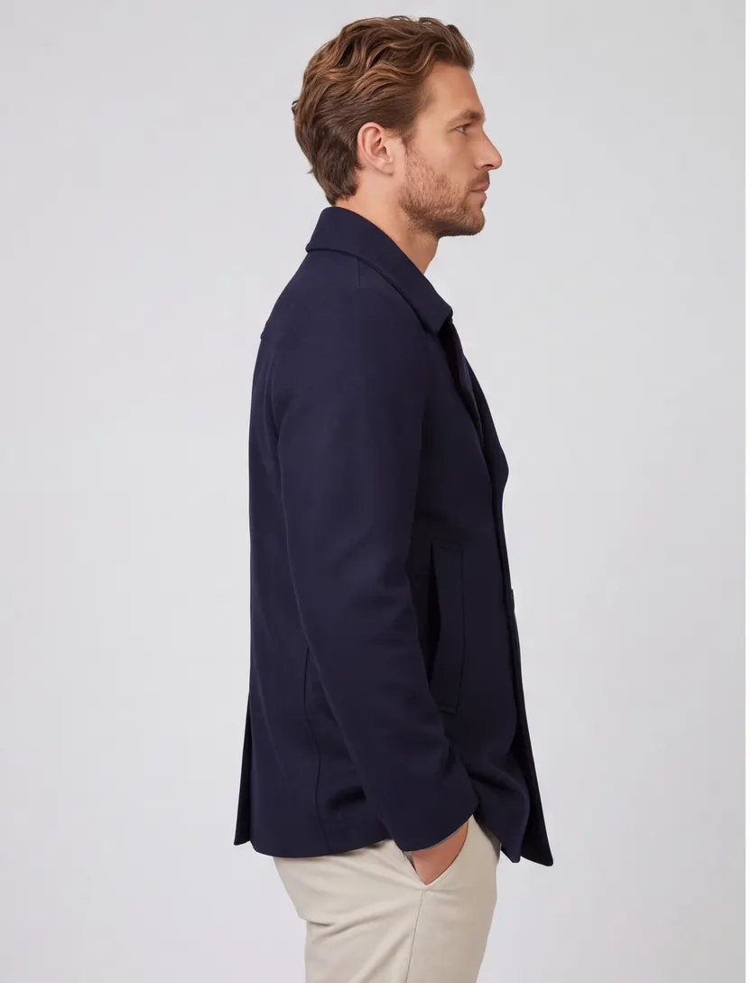 Boss Black h-hyde wollen winterjas donkerblauw