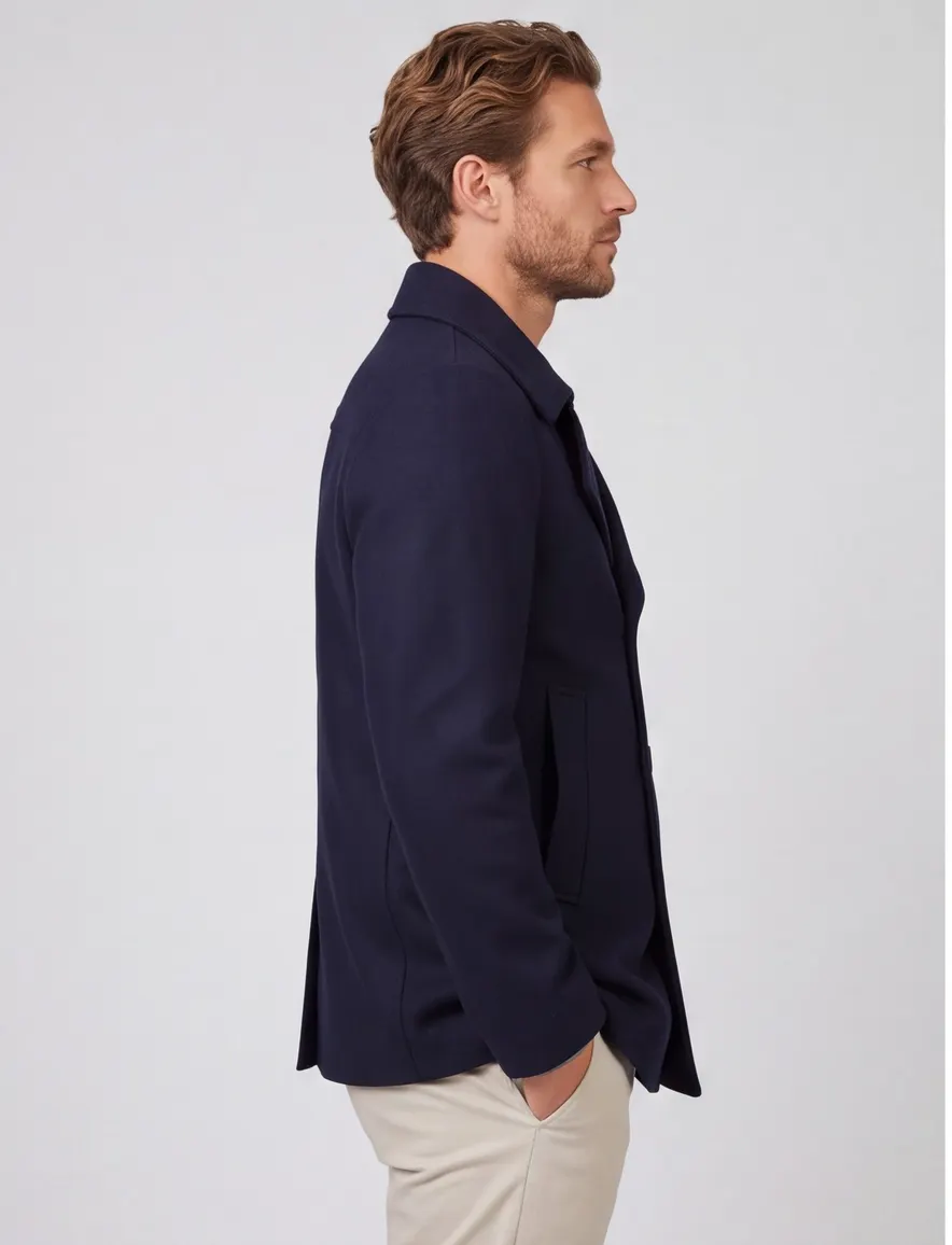 Boss Black h-hyde wollen winterjas donkerblauw