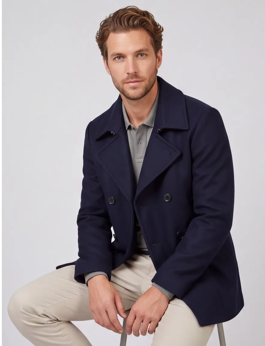 Boss Black h-hyde wollen winterjas donkerblauw