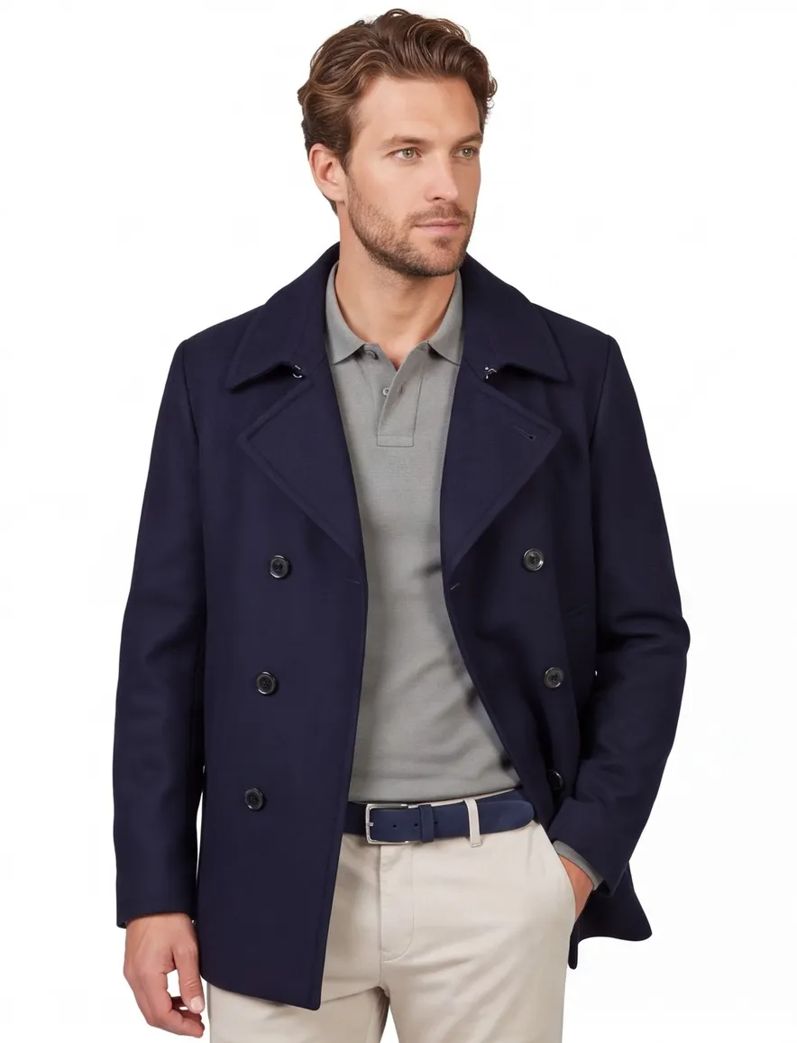 Boss Black h-hyde wollen winterjas donkerblauw