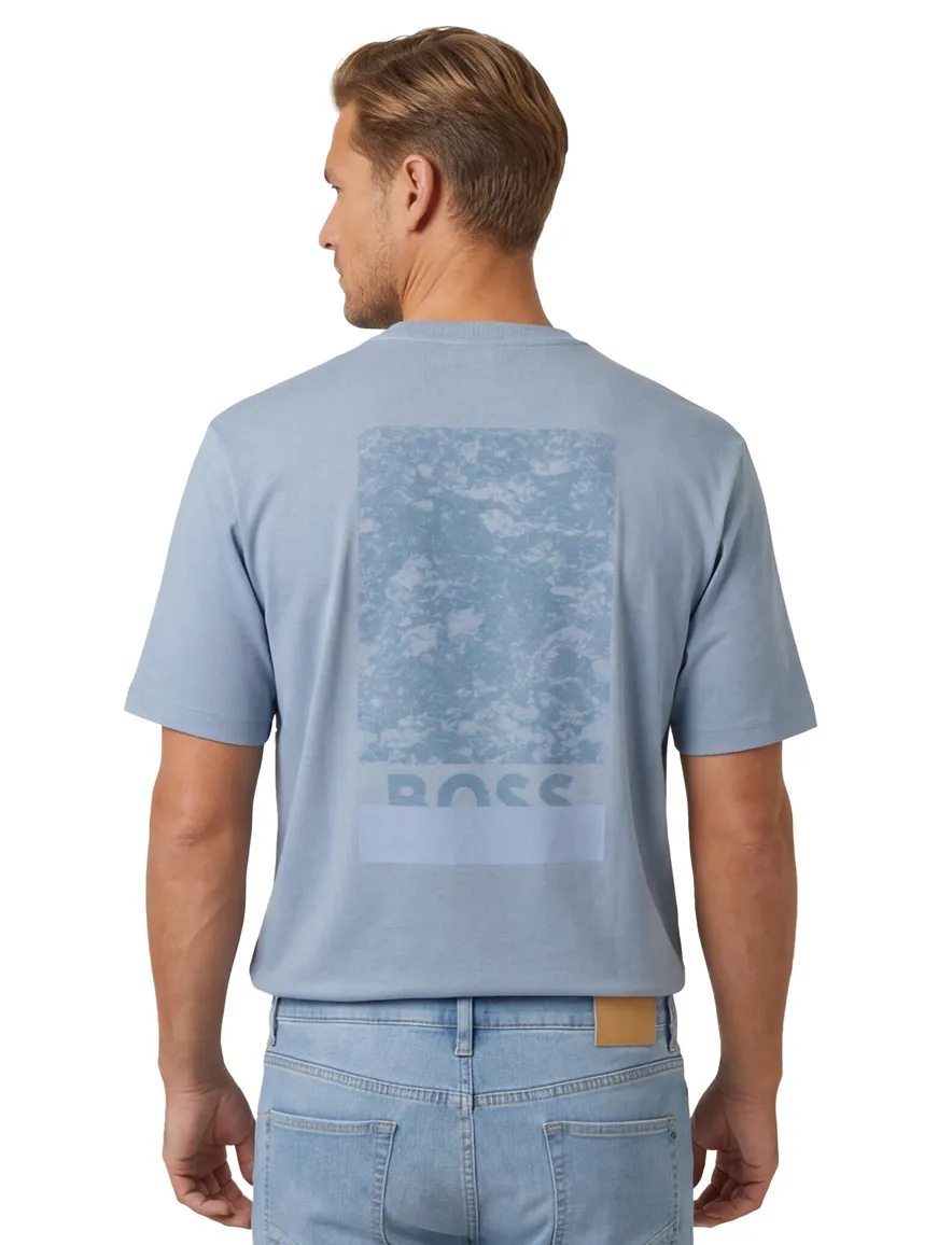 Boss Orange t-shirt katoen Te-snow blauw backprint