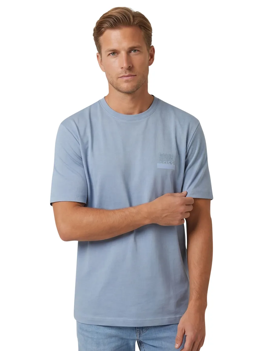 Boss Orange t-shirt katoen Te-snow blauw backprint