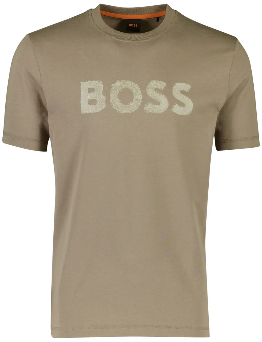 Boss Orange T-shirt bruin logo katoen