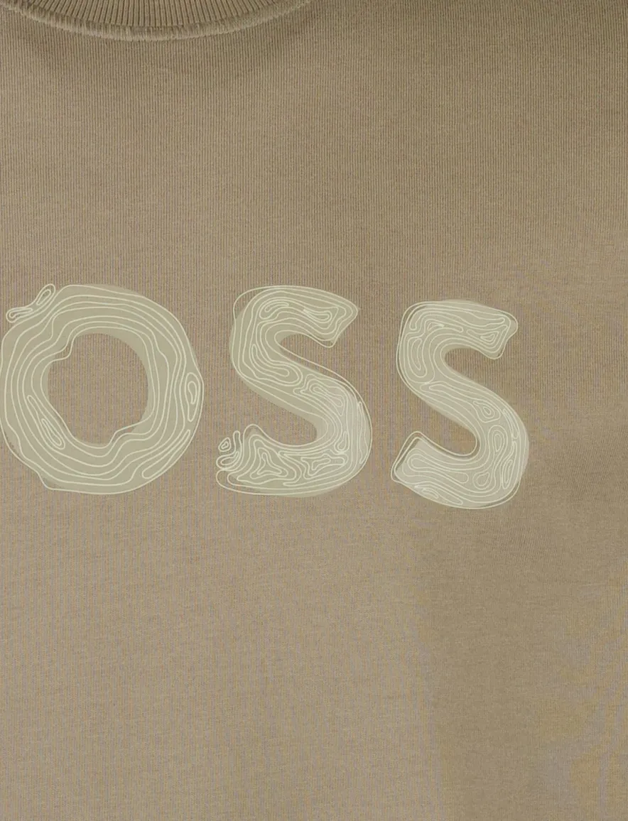 Boss Orange T-shirt bruin logo katoen