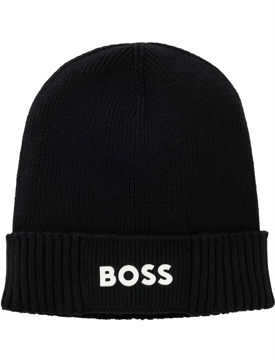 BOSS Green muts Asic Beanie-X zwart effen