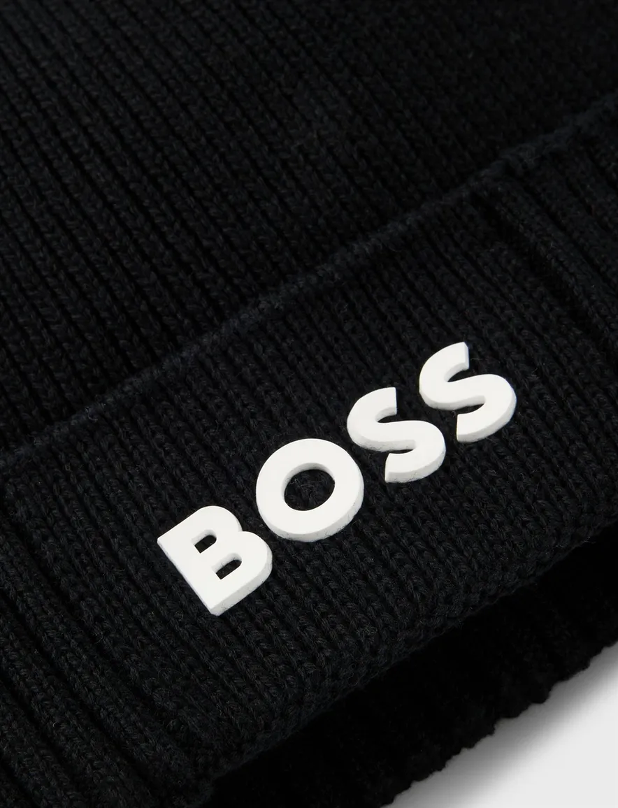 BOSS Green muts Asic Beanie-X zwart effen