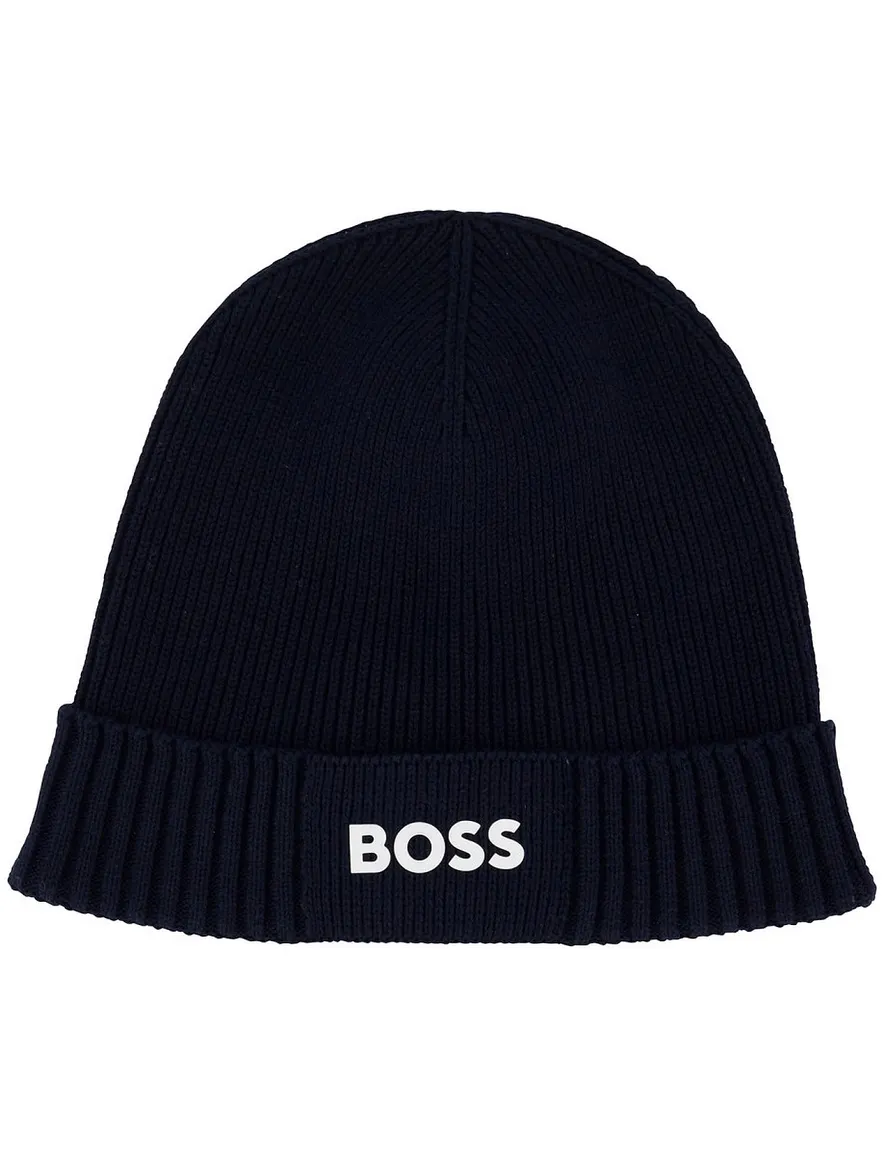 Boss Green Asic Beanie muts navy