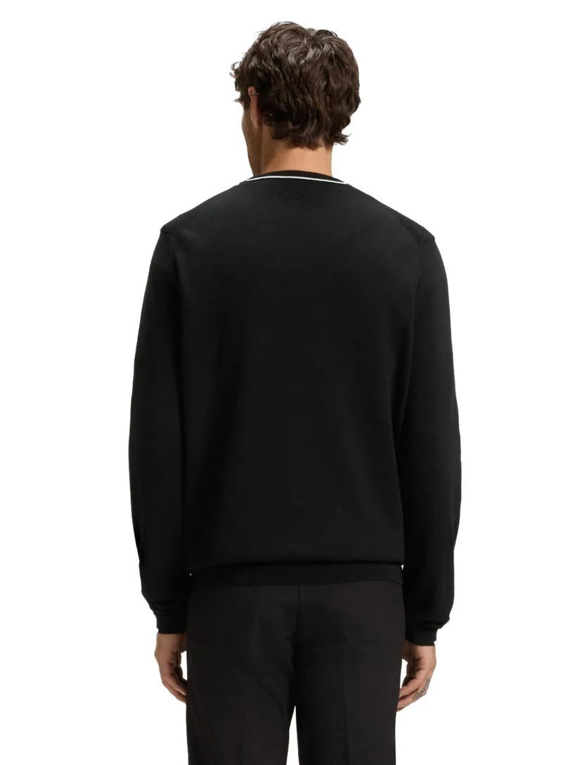 Boss Green ronde hals trui effen zwart normale fit