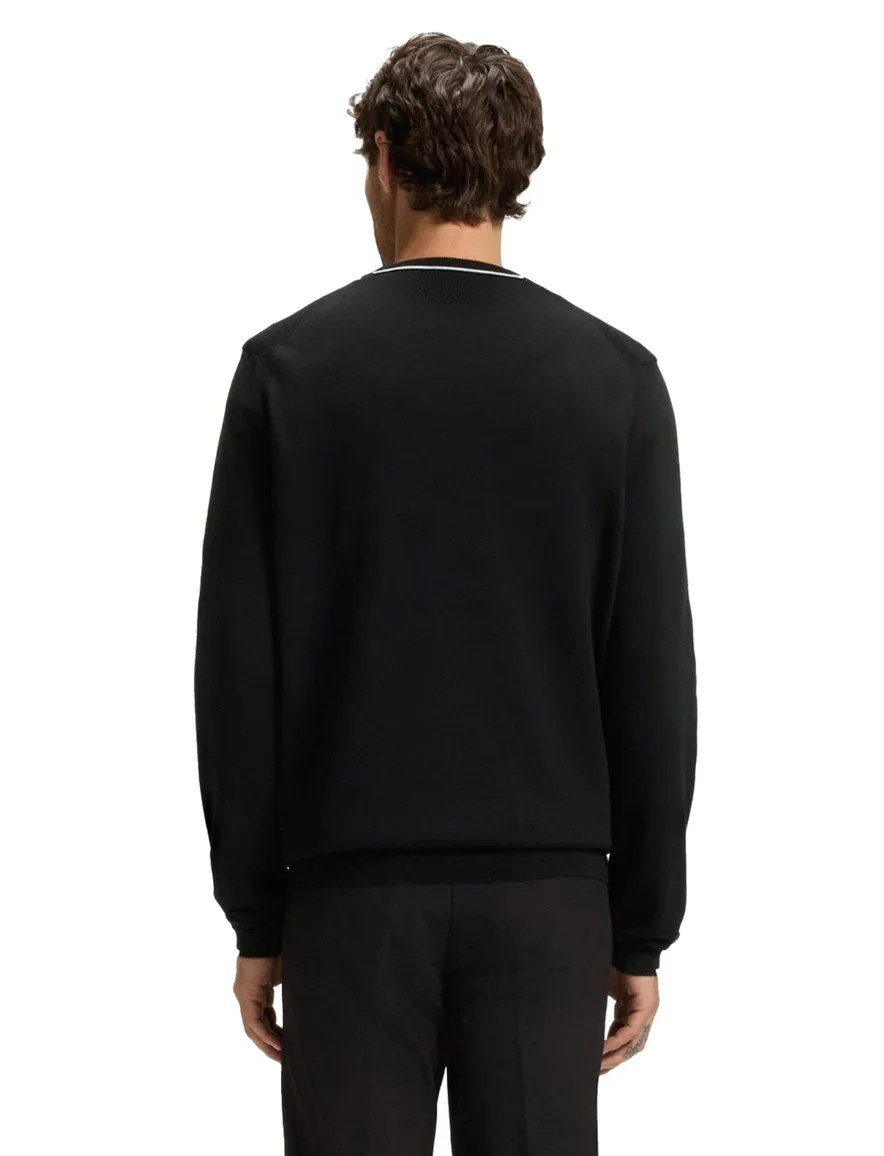 Boss Green trui ronde hals zwart effen normale fit
