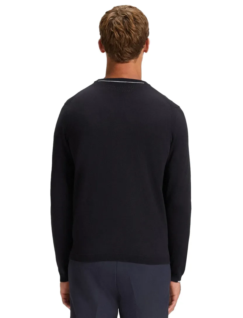 Boss Green trui ronde hals donkerblauw effen normale fit