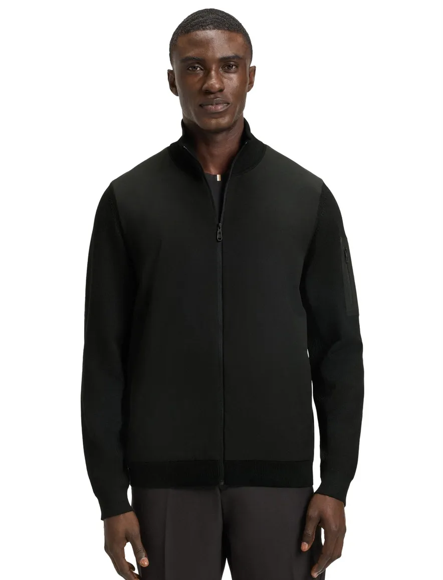 Boss Green vest zwart regular fit polyester