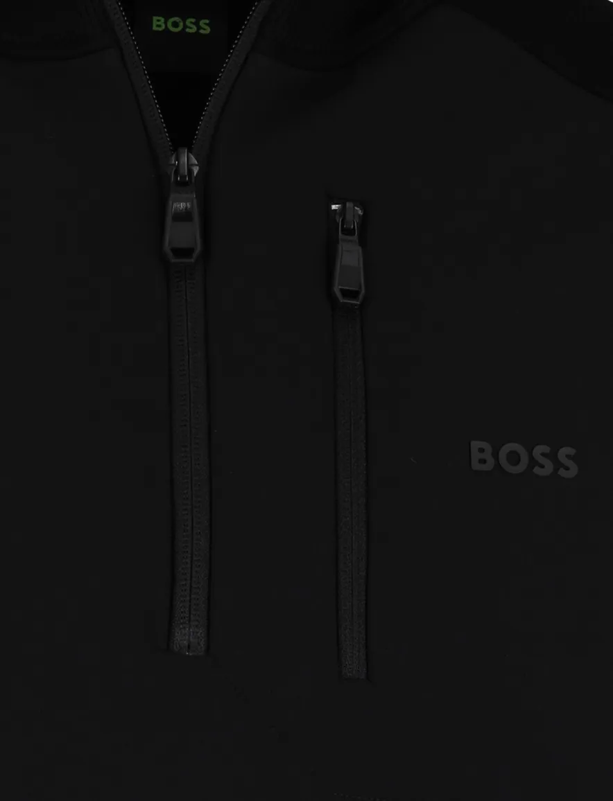 Boss Green Civic trui half zip effen zwart normale fit