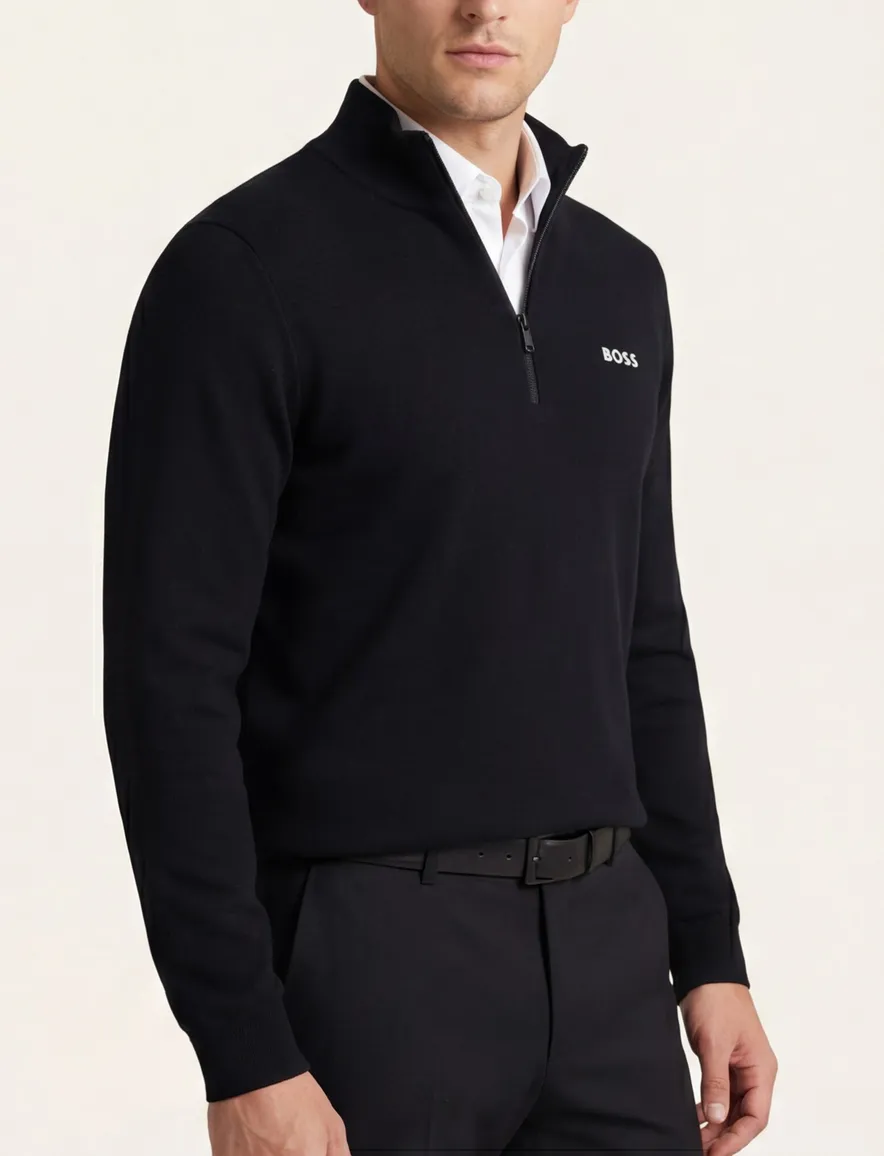 Boss Green Momentum-X half zip trui zwart normale fit
