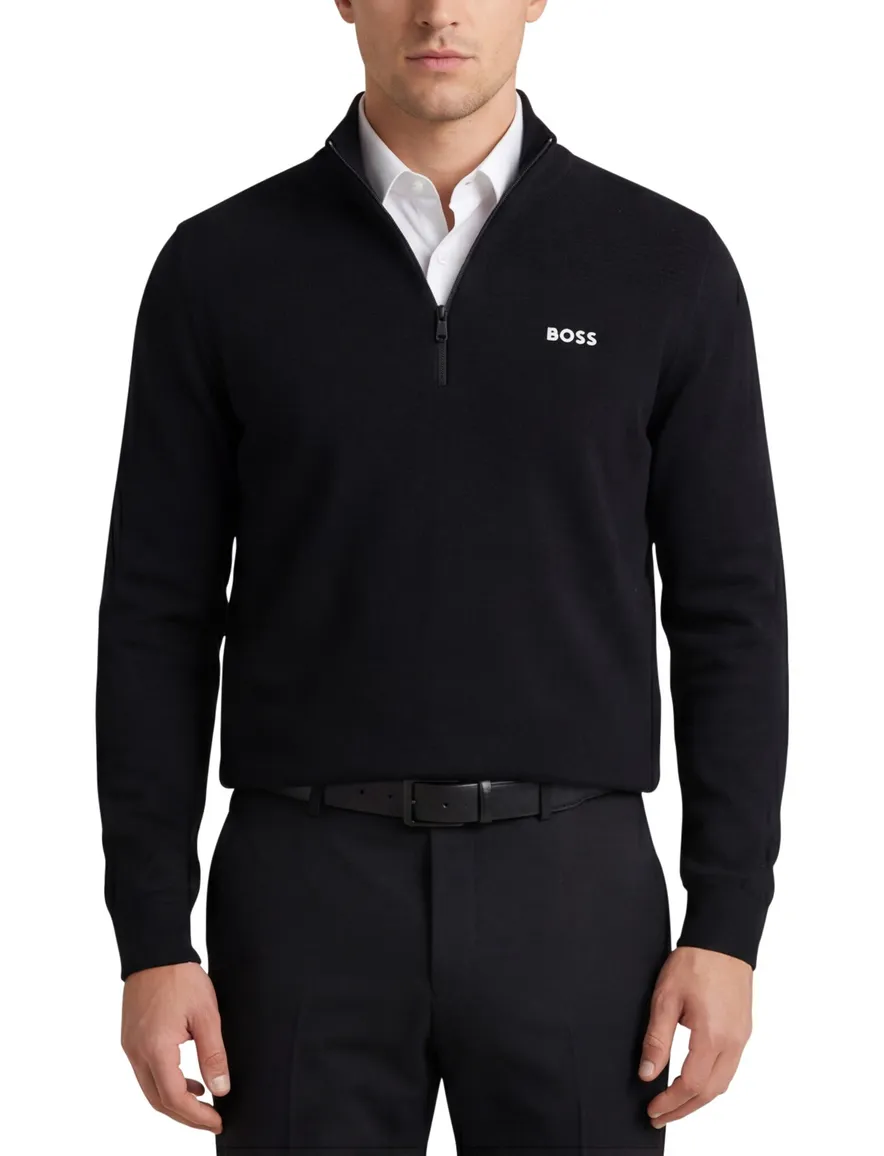 Boss Green Momentum-X half zip trui zwart normale fit