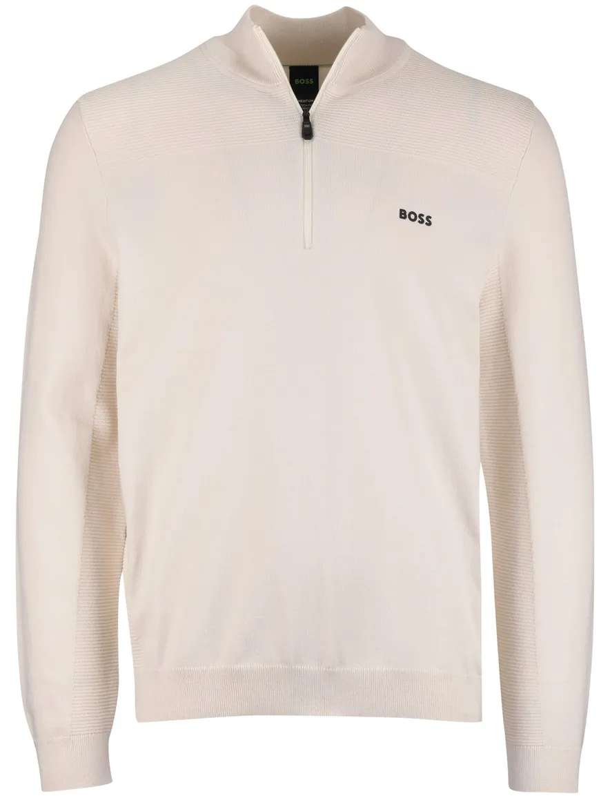 Boss Green Momentum-X half zip trui effen creme normale fit