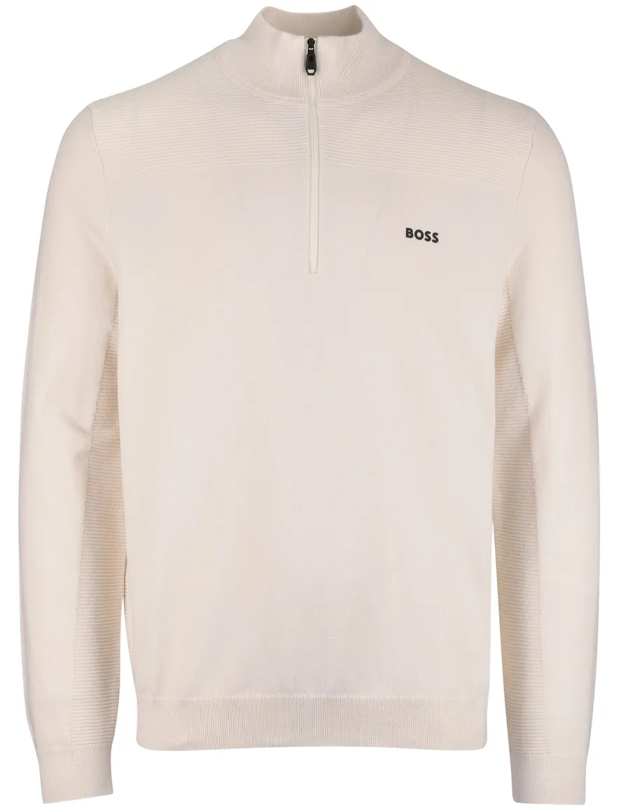 Boss Green Momentum-X half zip trui effen creme normale fit