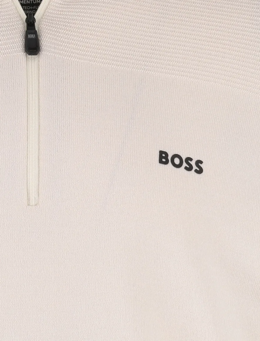 Boss Green Momentum-X half zip trui effen creme normale fit