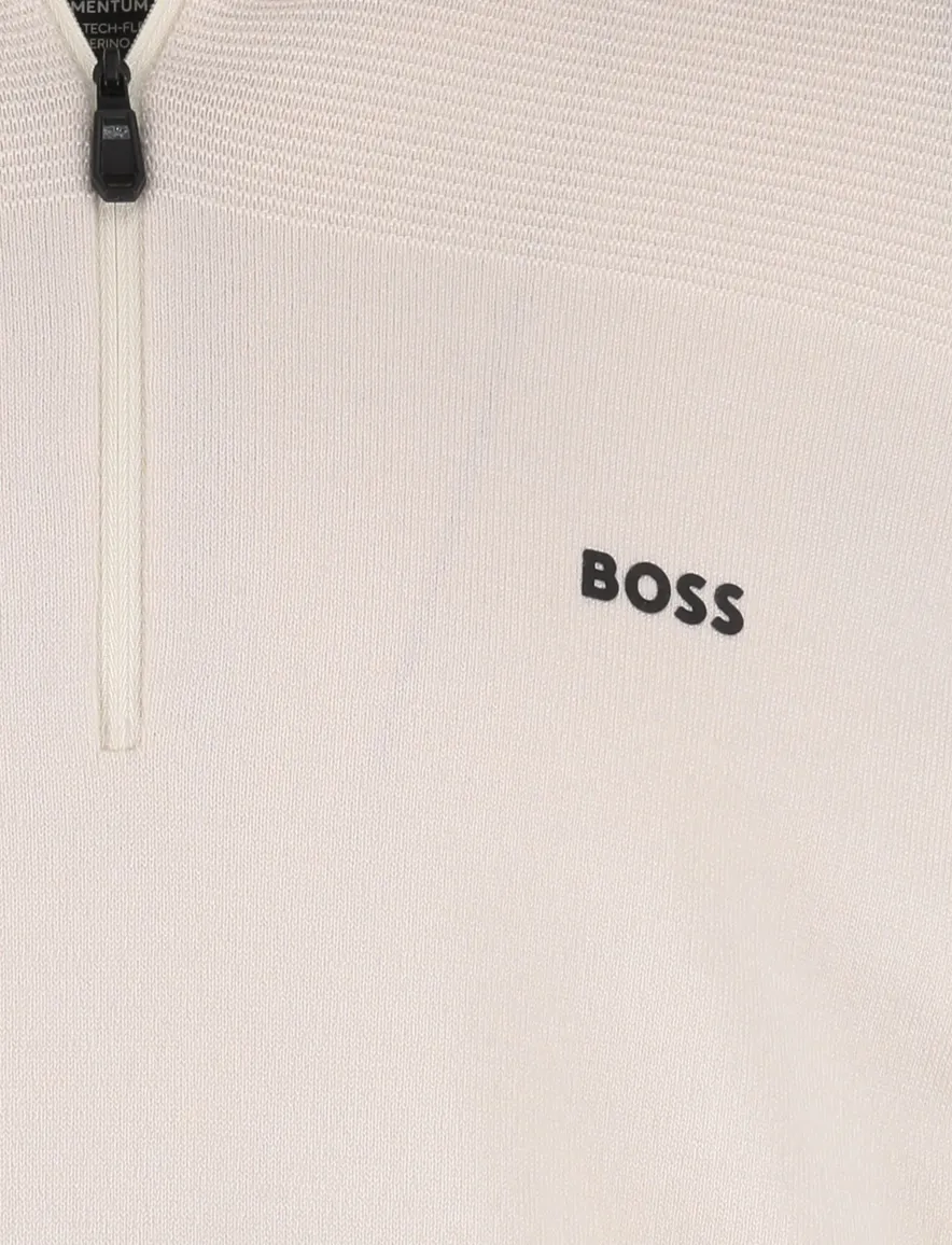 Boss Green Momentum-X half zip trui effen creme normale fit