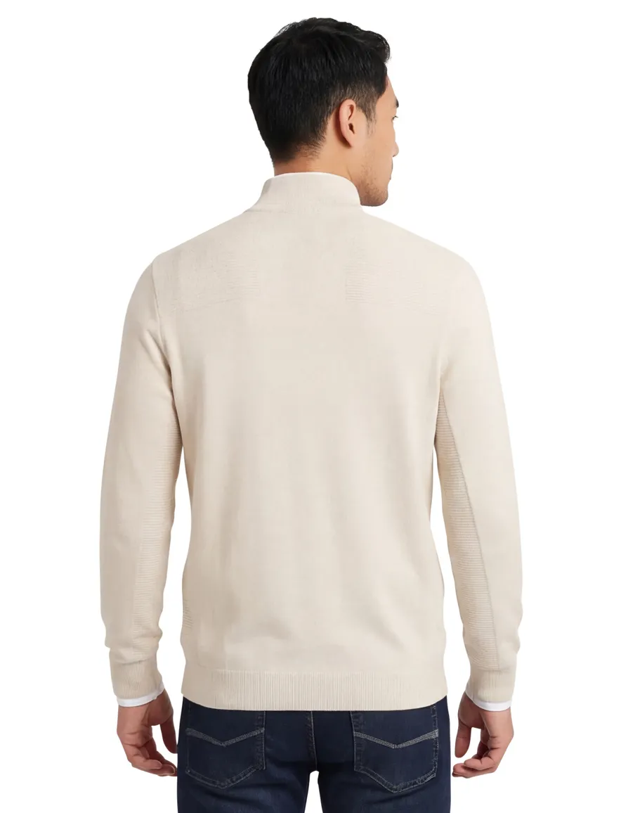 Boss Green Momentum-X half zip trui effen creme normale fit