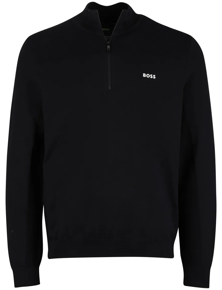 Boss Green Momentum-X half zip zwart effen trui normale fit