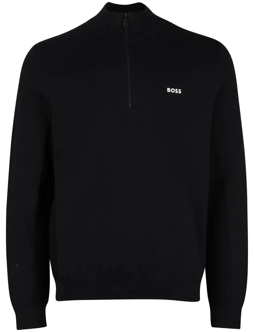 Boss Green Momentum-X half zip zwart effen trui normale fit