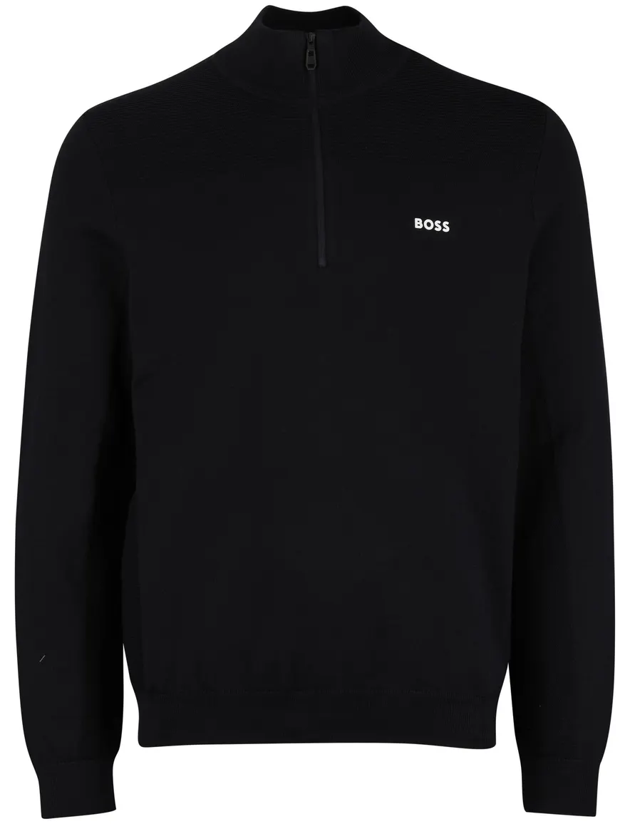 Boss Green Momentum-X half zip zwart effen trui normale fit