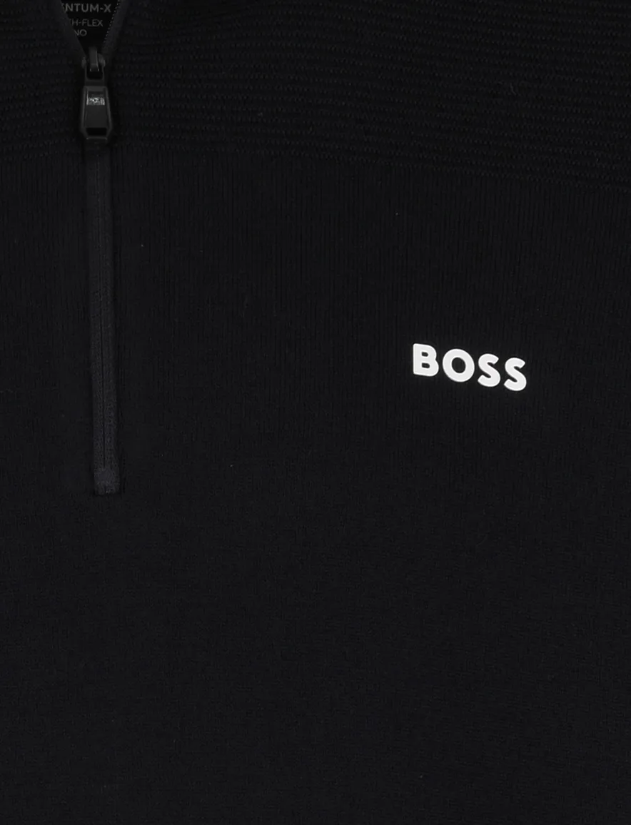 Boss Green Momentum-X half zip zwart effen trui normale fit