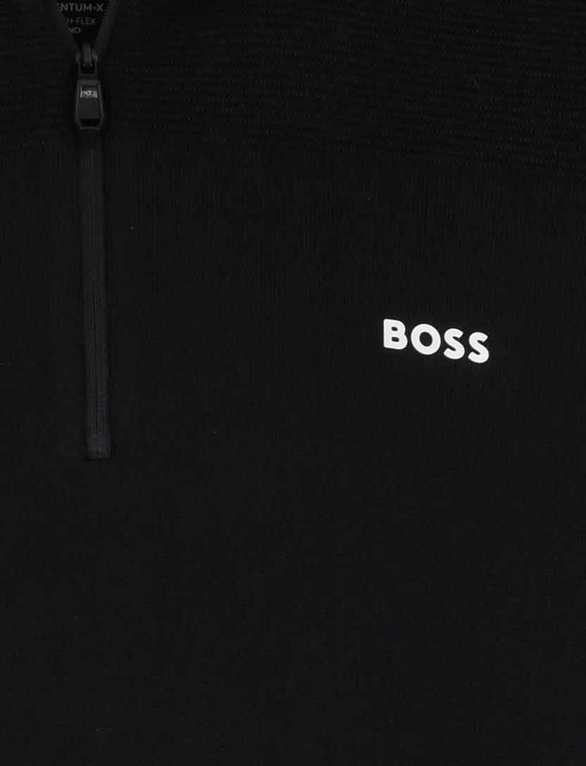 Trui half zip Boss Green Momentum-X normale fit effen zwart