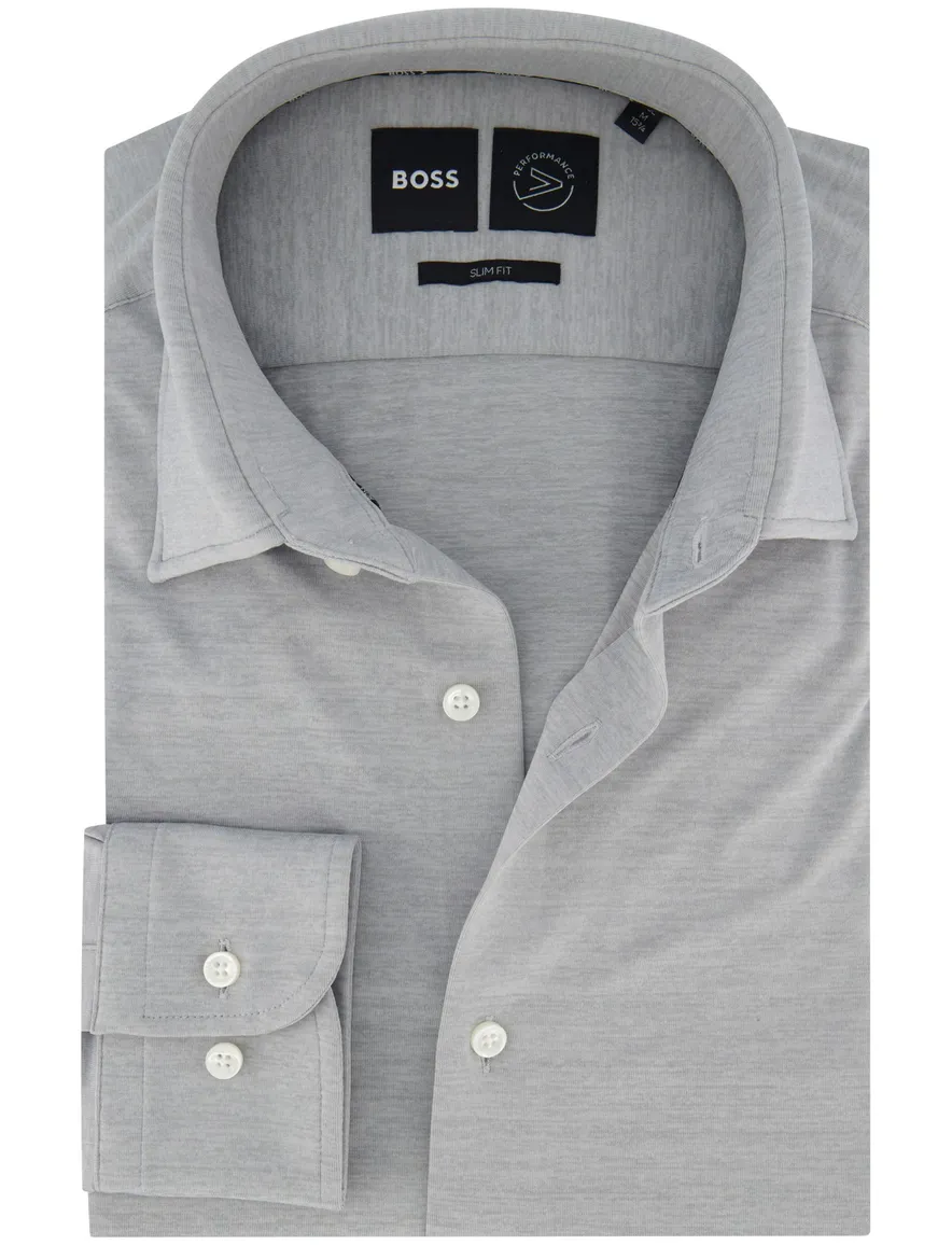 Boss Black slim fit ml7 overhemd grijs jersey