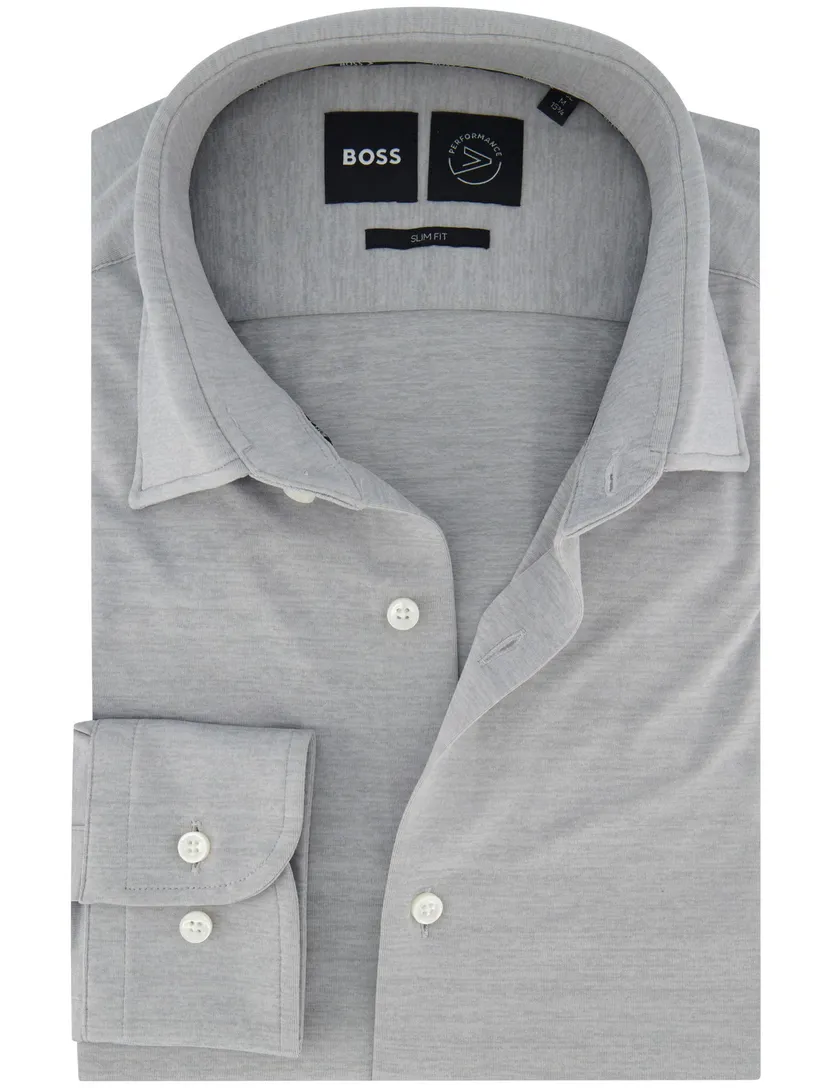 Slim fit ml7 jersey overhemd Boss Black grijs