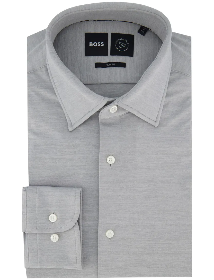 Slim fit ml7 jersey overhemd Boss Black grijs