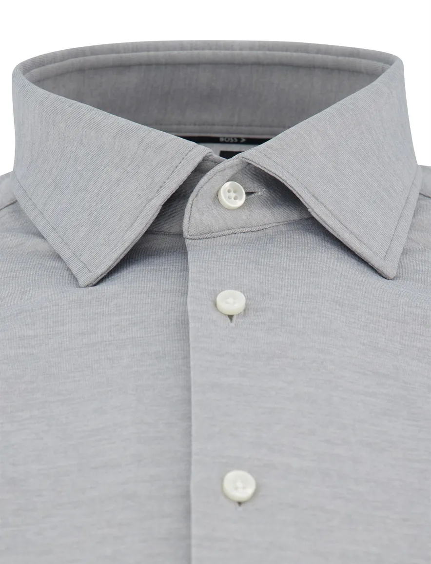Boss Black slim fit ml7 overhemd grijs jersey