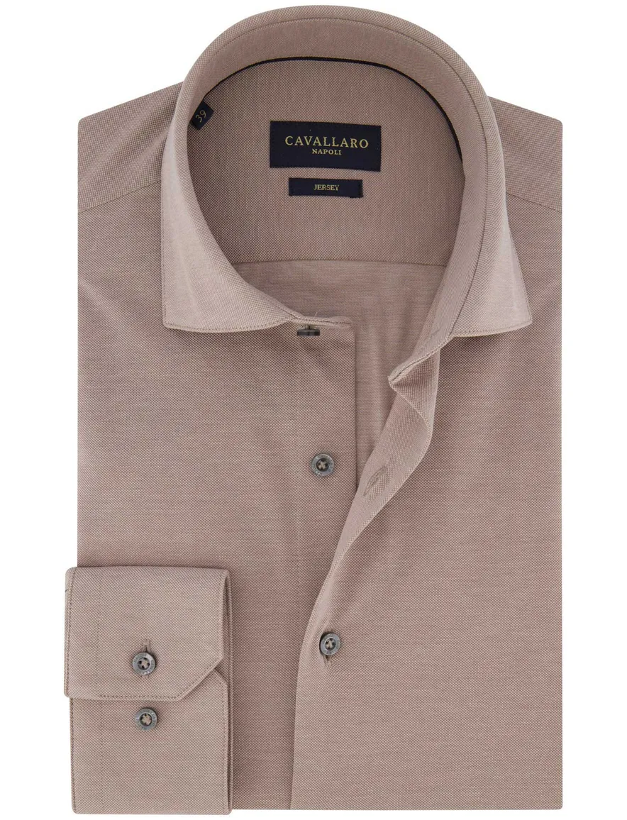 Cavallaro overhemd beige effen katoen