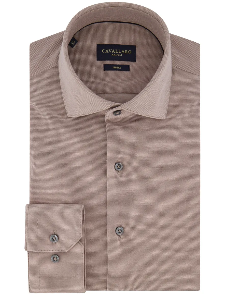 Cavallaro overhemd beige effen katoen