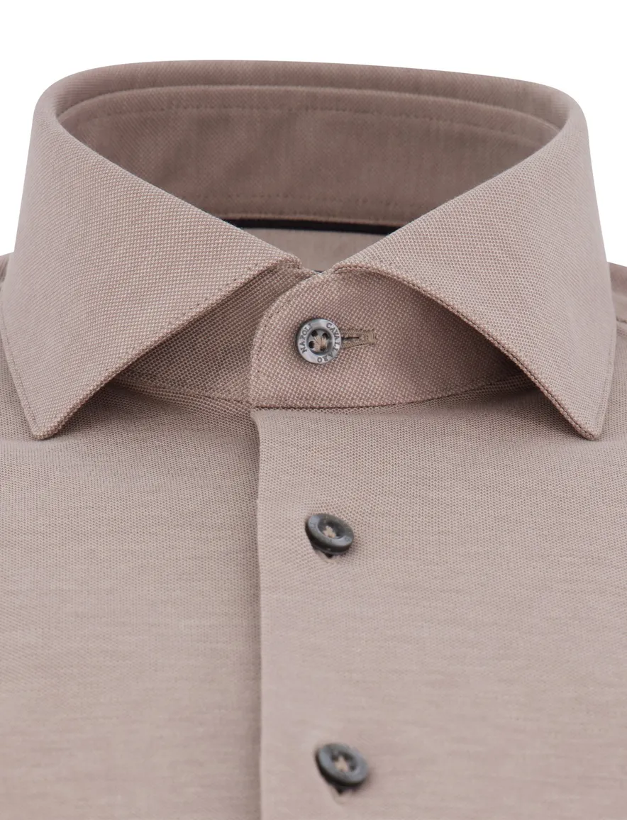 Cavallaro overhemd beige effen katoen