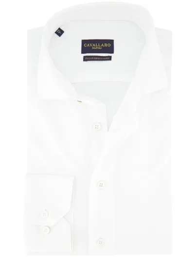 Cavallaro Cavallaro overhemd wit effen katoen mouwlengte 7