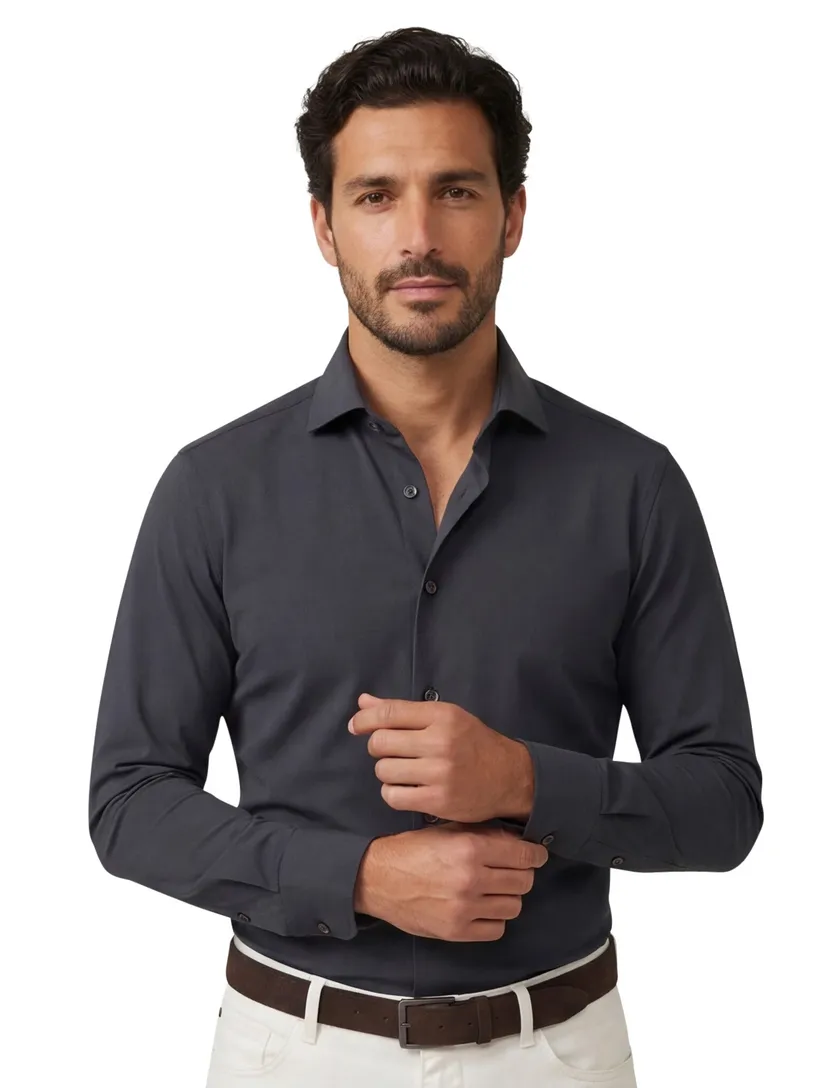 Business overhemd Cavallaro Napoli grijs jersey